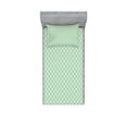 thumbnail image 1 of Ambesonne Retro Fitted Sheet & Pillow Sham Set, Checked Pattern Lines, Twin, Green and Cream, 1 of 2