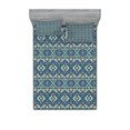 thumbnail image 1 of Ambesonne Retro Fitted Sheet & Pillow Sham Set, Chevron Effects, Queen, Earth Yellow Petrol Blue, 1 of 2