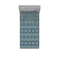 thumbnail image 1 of Ambesonne Retro Fitted Sheet & Pillow Sham Set, Chevron Effects, Twin, Earth Yellow Petrol Blue, 1 of 2