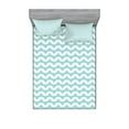 thumbnail image 1 of Ambesonne Retro Fitted Sheet & Pillow Sham Set, Chevron Snowy Mountaintop, Full, Pale Blue White, 1 of 2