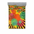 thumbnail image 1 of Ambesonne Retro Fitted Sheet & Pillow Sham Set, Circular Stripes, Queen, Multicolor, 1 of 2