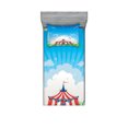 thumbnail image 1 of Ambesonne Retro Fitted Sheet & Pillow Sham Set, Circus Tent with Clouds, Twinxl, Red Green Blue, 1 of 2