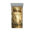 thumbnail image 1 of Ambesonne Retro Fitted Sheet & Pillow Sham Set, City Street View, Twin, Sand Brown, 1 of 2