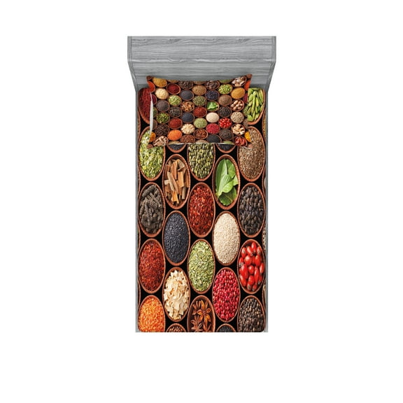 Ambesonne Retro Fitted Sheet & Pillow Sham Set, Colorful Herbs Spices, Twinxl, Multicolor