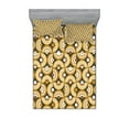 thumbnail image 1 of Ambesonne Retro Fitted Sheet & Pillow Sham Set, Funky Abstract Rounded, Full, Grey Marigold Cinnamon, 1 of 2