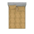 thumbnail image 1 of Ambesonne Retro Fitted Sheet & Pillow Sham Set, Interlocking Circles, Full, Caramel and Tan, 1 of 2