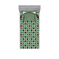thumbnail image 1 of Ambesonne Retro Fitted Sheet & Pillow Sham Set, Moroccan Arch with Floral, Twinxl, Green and Brown, 1 of 2