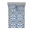 thumbnail image 1 of Ambesonne Retro Fitted Sheet & Pillow Sham Set, Moroccan Mosaic, Queen, Grey Blue, 1 of 3
