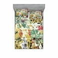 thumbnail image 1 of Ambesonne Retro Fitted Sheet & Pillow Sham Set, Old Torn Posters Collage, Full, Multicolor, 1 of 3