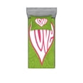 thumbnail image 1 of Ambesonne Retro Fitted Sheet & Pillow Sham Set, Paisley Love Nutrient, Twin, Green White Pink, 1 of 3