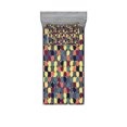 thumbnail image 1 of Ambesonne Retro Fitted Sheet & Pillow Sham Set, Pastel Circles Squares, Twinxl, Multicolor, 1 of 2