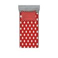 thumbnail image 1 of Ambesonne Retro Fitted Sheet & Pillow Sham Set, Polka Dots Circular Forms, Twin, Vermilion, 1 of 2