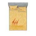 thumbnail image 1 of Ambesonne Retro Fitted Sheet & Pillow Sham Set, Retro Savannah Wild Giraffes, Queen, Orange Cream, 1 of 3
