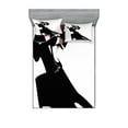 thumbnail image 1 of Ambesonne Retro Fitted Sheet & Pillow Sham Set, Romantic Dance Partners, Full, White Black, 1 of 2