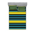 thumbnail image 1 of Ambesonne Retro Fitted Sheet & Pillow Sham Set, Striped Geometric Pattern, Queen, Multicolor, 1 of 2