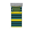 thumbnail image 1 of Ambesonne Retro Fitted Sheet & Pillow Sham Set, Striped Geometric Pattern, Twin, Multicolor, 1 of 2