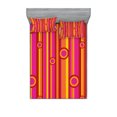 thumbnail image 1 of Ambesonne Retro Fitted Sheet & Pillow Sham Set, Stripes Circles Vibrant, Queen, Pink Red Orange, 1 of 2