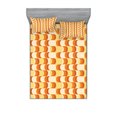 thumbnail image 1 of Ambesonne Retro Fitted Sheet & Pillow Sham Set, Wavy Pattern Half Moon, Queen, Orange Yellow Dust, 1 of 2