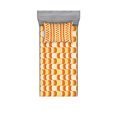 thumbnail image 1 of Ambesonne Retro Fitted Sheet & Pillow Sham Set, Wavy Pattern Half Moon, Twinxl, Orange Yellow Dust, 1 of 2
