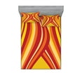 thumbnail image 1 of Ambesonne Retro Fitted Sheet & Pillow Sham Set, Wavy Stripes Abstract, Queen, Yellow Orange Red, 1 of 3