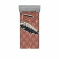 thumbnail image 1 of Ambesonne Retro Fitted Sheet & Pillow Sham Set, Zeppelin Modern Mix, Twinxl, Coral Black, 1 of 3
