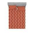 thumbnail image 1 of Ambesonne Retro Fitted Sheet & Pillow Sham Set, Zig Zag Chevron Stripes, Queen, Orange Maroon Yellow, 1 of 3