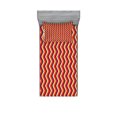 thumbnail image 1 of Ambesonne Retro Fitted Sheet & Pillow Sham Set, Zig Zag Chevron Stripes, Twin, Orange Maroon Yellow, 1 of 2