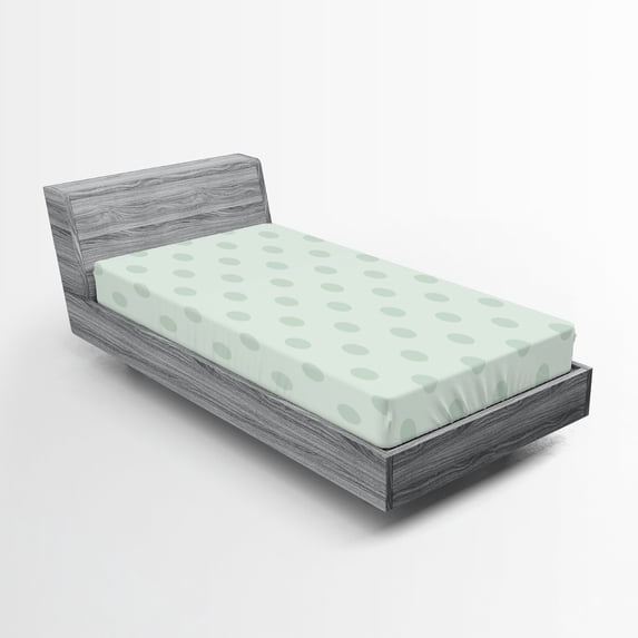 Ambesonne Retro Fitted Sheet, Polka Dots Classic, Twin Size, Almond Green