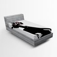 thumbnail image 1 of Ambesonne Retro Fitted Sheet, Romantic Dance Partners, Twin Size, White Black, 1 of 2