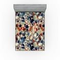 thumbnail image 1 of Ambesonne Retro Fitted Sheet, Rounds Ombre Art Style Motifs, Queen Size, Tan Dark Blue and Vermilion, 1 of 5