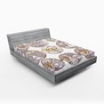 thumbnail image 1 of Ambesonne Retro Fitted Sheet, Technical Theme Clock, Queen Size, Grey Yellow, 1 of 2