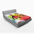 thumbnail image 1 of Ambesonne Retro Fitted Sheet, Tower Street Fashion, Queen Size, Orange and Red, 1 of 2