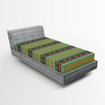 thumbnail image 1 of Ambesonne Retro Fitted Sheet, Tribal Art Pattern, Twin Size, Brown Marigold Turquoise, 1 of 2