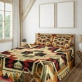 thumbnail image 1 of Ambesonne Retro Fitted & Top Sheet Set with Shams, Boho Plant, Orange Yellow Red, 1 of 5