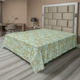 thumbnail image 1 of Ambesonne Retro Flat Bedding Sheet Soft Top Sheet, Swirly Floral Motifs Art Deco, Full, Pale Blue and Mustard, 1 of 1