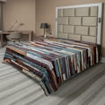 thumbnail image 1 of Ambesonne Retro Flat Sheet, Abstract Colored Stones Print, Full Size, Mauve Ivory and Teal, 1 of 1