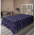 thumbnail image 1 of Ambesonne Retro Flat Sheet, Bicycles with Heart Flags, Twin Size, Indigo and Multicolor, 1 of 1