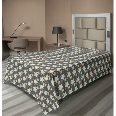 Ambesonne Retro Flat Sheet, Big Little Abstract Stars, TwinXL Size, Multicolor