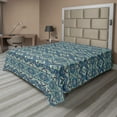 thumbnail image 1 of Ambesonne Retro Flat Sheet, Chevron Effects, California King, Earth Yellow Petrol Blue, 1 of 1