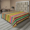 thumbnail image 1 of Ambesonne Retro Flat Sheet, Colored Abstract Stripes, Full Size, Multicolor, 1 of 1