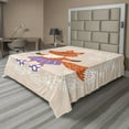 thumbnail image 1 of Ambesonne Retro Flat Sheet, Fox with Clothing Flowers, Full Size, Multicolor, 1 of 1