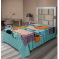 thumbnail image 1 of Ambesonne Retro Flat Sheet, Geometric Rectangle Forms, Twin Size, Multicolor, 1 of 1