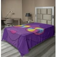 thumbnail image 1 of Ambesonne Retro Flat Sheet, Girl with Rainbow Sunglasses, TwinXL Size, Violet and Multicolor, 1 of 1