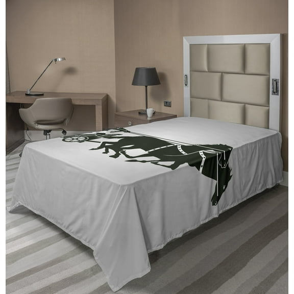 Ambesonne Retro Flat Sheet, Historical Culture Design, Twin Size, Dimgrey and Black