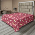 thumbnail image 1 of Ambesonne Retro Flat Sheet, Nostalgic Roller Skates Art, Queen Size, Dried Rose Multicolor, 1 of 1