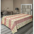 thumbnail image 1 of Ambesonne Retro Flat Sheet, Nostalgic Stripes Dots, TwinXL Size, Pale Yellow Coral, 1 of 1