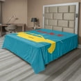 thumbnail image 1 of Ambesonne Retro Flat Sheet, Old Cab Grunge Typography, King Size, Petrol Blue and Yellow, 1 of 1