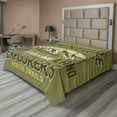 thumbnail image 1 of Ambesonne Retro Flat Sheet, Outdoor Adventure Poster, Queen Size, Olive Green and Yellow, 1 of 1