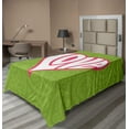 thumbnail image 1 of Ambesonne Retro Flat Sheet, Paisley Love Nutrient, Twin Size, Green White Pink, 1 of 1