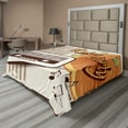 thumbnail image 1 of Ambesonne Retro Flat Sheet, Party Art with Old Radio, Full Size, Orange Dark Brown Beige, 1 of 1